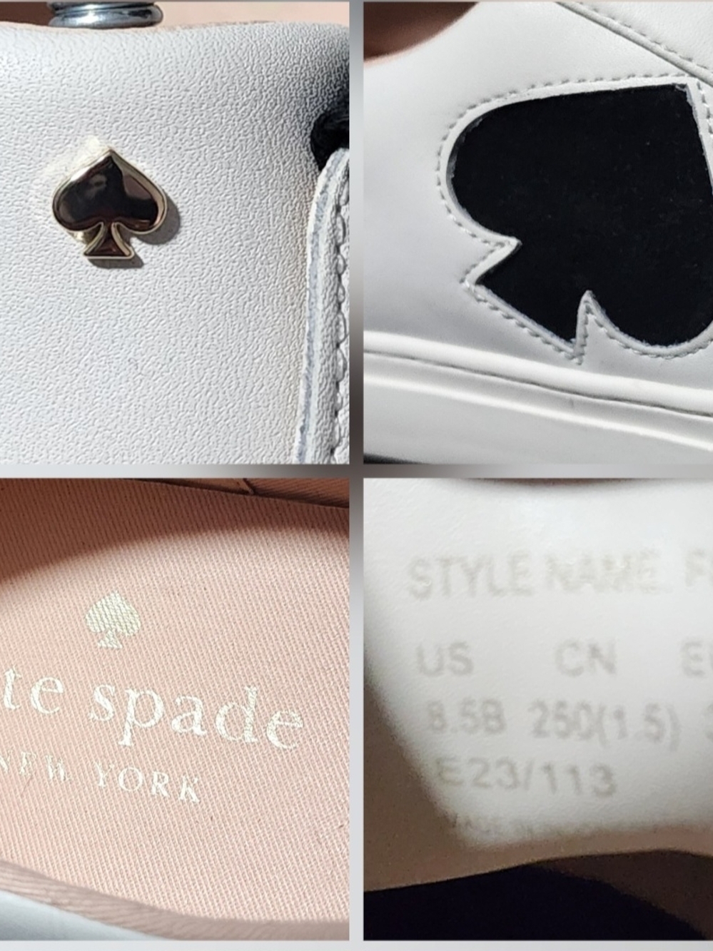 NWOB Kate Spade New York Fez White And Black Sneakers Womens Shoes Size 8.5 - Picture 8 of 8